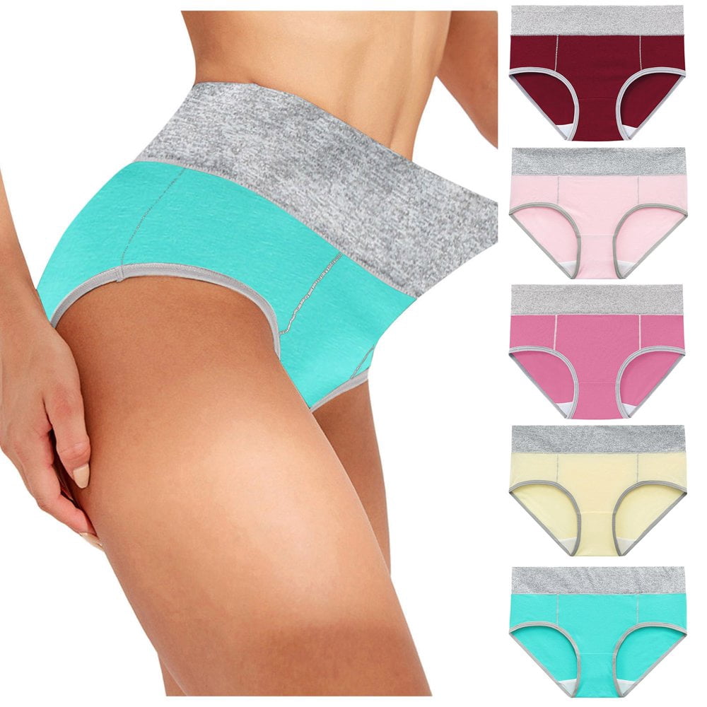 Women Solid Color Patchwork Briefs Panties Underwear Knickers Bikini Underpants