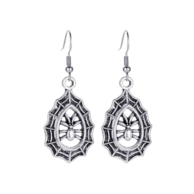 WREESH Halloween Earrings Retro Skull Bat Spider Earrings Distressed Earrings