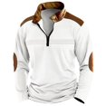 thumbnail image 1 of Mens Autumn Winter Folded Long Sleeve Sweatshirt Standing Collar Zip Flya Way Hoodless Sweatshirt Top, 1 of 4