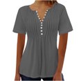 thumbnail image 1 of Blouses pour Femmes Imprimé Col en V Boutonné Haut Court, 1 of 1