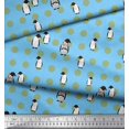 thumbnail image 2 of Soimoi polyester Crepe Fabric Dot & Penguin Ocean Print Sewing Fabric Yard 52 Inch Wide, 2 of 3