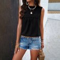 thumbnail image 4 of AherBiu Camisole pour Femmes Boho Décontractée Col Rond Imprimé Ajouré Sans Manches Dos Goutte Lacée Camis de Vacances, 4 of 7