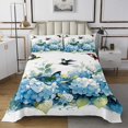 thumbnail image 2 of YST Girls Hydrangea Flower Queen Quilt Set Hummingbird Butterfly Bedspread Set,Blue Floral Coverlet Set Green Leaf Bedspreads & Coverlets Spring Blossoms Bedroom Decor,Lightweight 3 Piece, 2 of 4