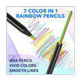 thumbnail image 3 of Wooden Rainbow Colored Pencils, 7 Color in 1 Rainbow Pencils, for Drawing Coloring Sketching, Multicolored Core, (12),12 x Rainbow Pencils,black, 3 of 8