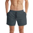 thumbnail image 4 of FhsagQ Board Shorts Men's 17 4th of July Men's Athleisure Loose Solid Color Beach Shorts Mens Board Shorts 5 Inch Inseam Green Mens Board Shorts Beach with Compression Liner Grey L, 4 of 4