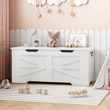 GloryStar Coffre de Rangement, Coffre à Jouets avec Couvercles, Boîte Organisatrice de Jouets en Bois pour Garçons et Filles avec Charnière de Sécurité, Banc Coffre de Rangement pour l'Entrée, Supporte 350 Lb, pour Salon, Salle de Jeux