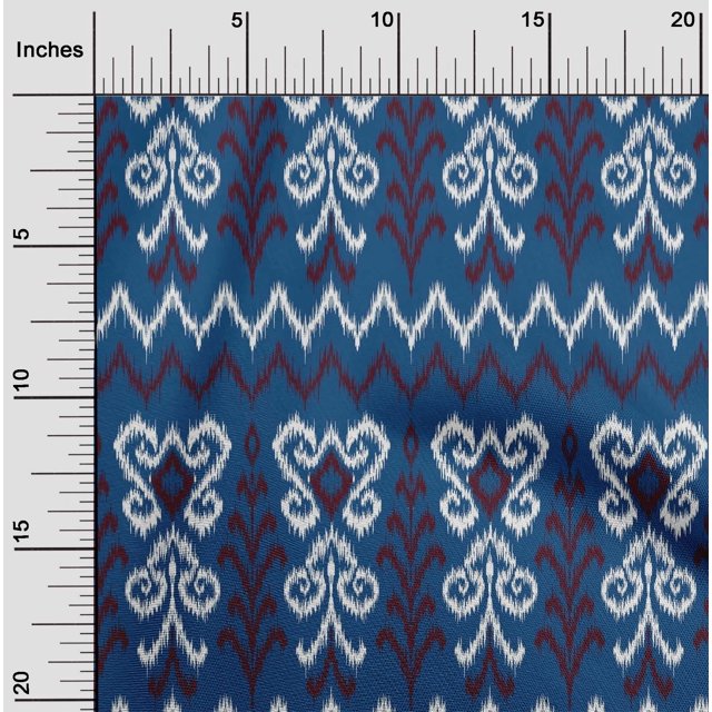 oneOone Tissu Jersey Viscose Chevron & Tourbillon Imprimé Ikat BTY 60 Pouces de Large