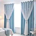 thumbnail image 4 of Amdohai 2Pcs Window Curtain Hollowed Out Stars Shading Curtain Drape Purdah, 4 of 6