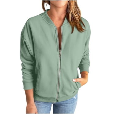 Timegard Womens Sweatshirts Zip up Long Sleeve Jackets Fall Casual Loose Comfy Outwear with Pockets