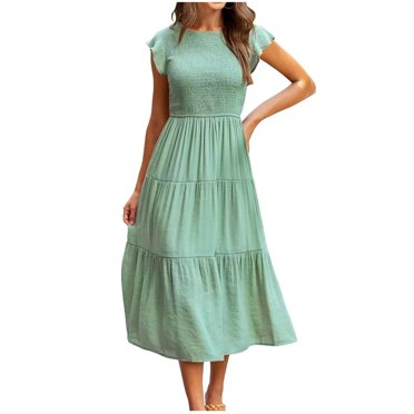 Birdeem Sundresses for Women Rompers for Women Beach Dresses for Women Beach Dress Women's Bohemian Short Sleeve Long Beach Sun Dresses Solid Maxi Dress