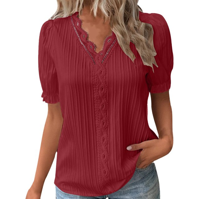B91xZ Hauts pour Femmes Décontracté Été Coupe Classique T-Shirt à Manches Courtes Col Rond,RD1 5TG