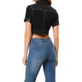 thumbnail image 3 of INSPIRE CHIC Veste Décontractée pour Femme Manches Courtes Veste en Jean Denim Courte Noir P, 3 of 5