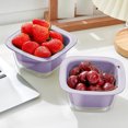 thumbnail image 1 of Kitchen Strainer and Colander Bowl Set - Food-Grade Material Double-Layer Stackable Design Fruit Vegetable Washing Basket, Purple, JKODE, 1 of 9