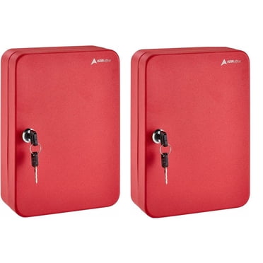 AdirOffice 48 Key Steel Secure Key Cabinet with Key Lock, Red (2 pack)