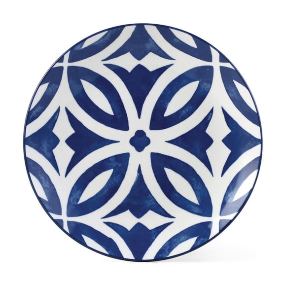 Mainstays Glazed Blue Pattern Round Stoneware Salad Plate, 7.5”