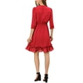 thumbnail image 3 of INSPIRE CHIC Women's Layered Ruffle Hem 3/4 Sleeves Smocked Chiffon A-Line Dress M Red, 3 of 8