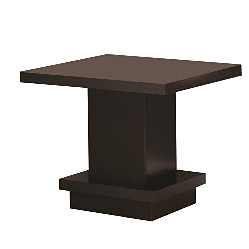 Benzara BM184934 Table d'Appoint Contemporaine avec Base Piédestal, Brun Cappuccino