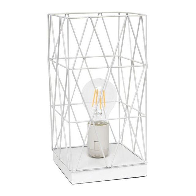Simple Designs Lampe de Table Carrée Géométrique en Métal Blanche