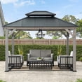 thumbnail image 1 of Sunjoy Outdoor Gazebo 10 X 12 ft. 2-tier Hardtop Grey Cedar Framed Gazebo with Steel Hardtop, 1 of 12