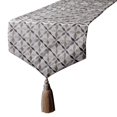 thumbnail image 1 of The HomeCentric Ivory Table Runner, Luxury Fabric with Pattern Embroidery & Tassels Ivory Linen 14 x 64 inch long, Wedding Decor Table Linen Modern Table Runner - Adore, 1 of 10