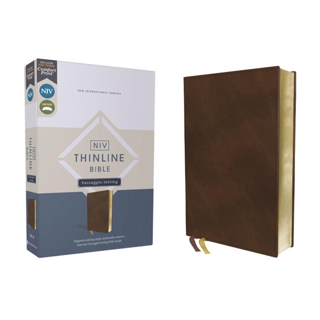 Zondervan 24793X NIV Thinline Bible - Passaggio Setting Comfort Print Leathersoft, Brown