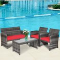 thumbnail image 1 of Patiojoy Ensemble de Mobilier de Patio Extérieur 4 Pcs en Rotin Osier Ensemble de Canapé de Conversation, 1 of 8