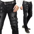 thumbnail image 2 of WEAIXIMIUNG Mens Work Overalls Winter Men's Trousers Casual Straight Mid-Rise Slim Fit Ripped Jeans, 2 of 5