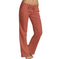 thumbnail image 1 of MAWCLOS Women Lounge Pant Mid Waist Pants Solid Color Bottoms Loose Fit Work Straight Leg Trousers Brick Red L, 1 of 2
