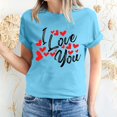 thumbnail image 1 of Pisexur Valentines Day T-shirt Top T-shirt à Manches Courtes Imprimé Amour de la Saint-Valentin pour Femmes, Col Rond, 1 of 5