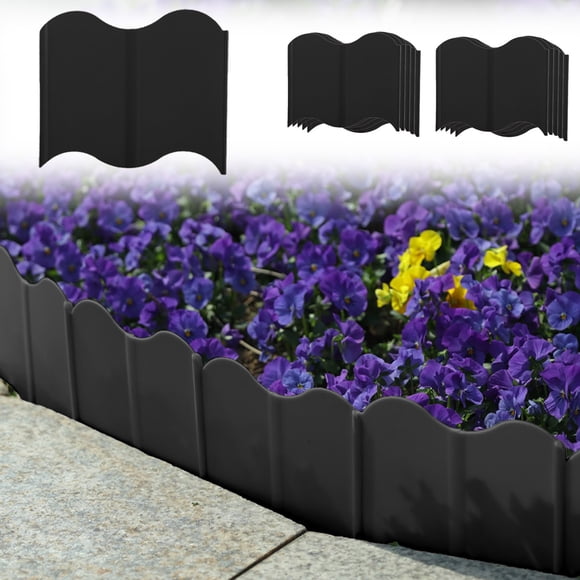 Garden Edge Border Decoration Fence - 10 Pcs Plastic Flower Bed Border for Terrace, Walkway, Courtyard, Lawn Edging, Outdoor Landscaping Design