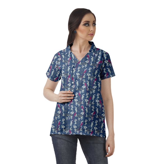 Moomaya Chemise Tunique Style Enveloppant pour Femmes en Coton Décontracté Col Classique Boutonné