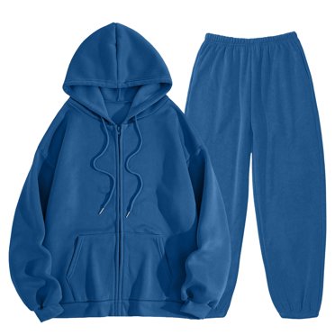HBFAGFB Women Sweatsuits Sets Long Sleeve Zip up Hoodie Sweatshirt Versatile Jogger Pants Navy Size M