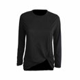 thumbnail image 2 of CEHVOM T-Shirt Patchwork Imprimé Manches Longues Col Rond Décontracté pour Femmes Printemps Automne Liquidation, 2 of 8