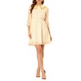 thumbnail image 1 of Unique Bargains Robe à Manches 3/4 à Volants avec Col Rabattu et Imprimé Étoiles et Pois pour Femmes, 1 of 7
