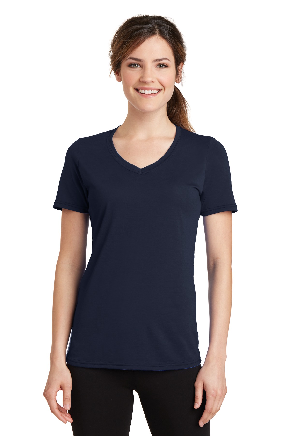 Port & Company &174; Tee-Shirt Col en V Performance Blend pour Femmes. Lpc381v S Bleu Marine Profond