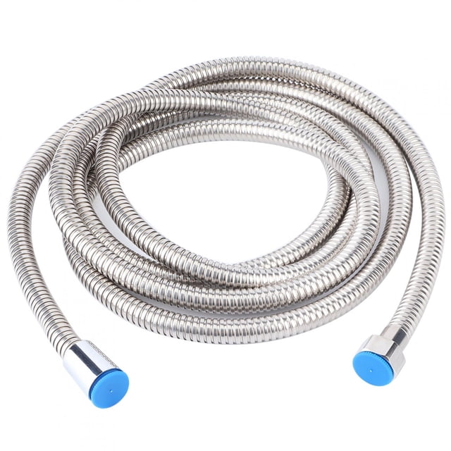 Boyau de Pomme de Douche, 3 Mètres Boyau de Douche en Acier Inoxydable de Remplacement avec une Conception durable et Antidéflagrante et une Résistance aux Hautes Températures. Comprend une construction flexible en Acier Inoxydable Enroulé avec Embouts en Caoutchouc Bleus pour une installation Facile. Idéal pour la Rénovation de Salle de Bain, la Douche des Aînés Ou le Lavage des Animaux de Compagnie.