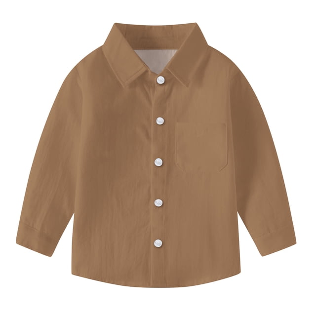 vdgthytj Toddler Baby Boys Girls Button down Shirts Kids Collared Long Sleeve Uniform Dress Shirt Tops Spring Fall Clothes
