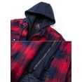 thumbnail image 4 of MAWCLOS Men's Flannel Hooded Coat Winter Plaid Jackets Black Red S, 4 of 7