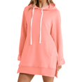 thumbnail image 1 of Kcodviy Robe Ample Unie à Manches Longues pour Femme Couleur Poche à Capuche Moyenne Femmes Décontractée Été Longue Décontractée Ample Chandail à Capuchon, 1 of 7