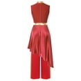 thumbnail image 2 of Lejafay Tenue de Danse de Louange pour Femme Robe de Culte Liturgique Asymétrique avec Pantalon à Jambe Grand Tenues Rouge TG, 2 of 7