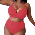 thumbnail image 1 of 2024 Women's Sexy Plus Size Suspender Bikini - High Waisted Solid Color Swimsuit, 1 of 6