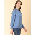 thumbnail image 4 of INSPIRE CHIC Blouse Imprimée à Col Montant Volanté à Smocks à Manches Longues pour Femme P Bleu Gris-Cœur, 4 of 6