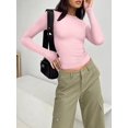 thumbnail image 2 of ORUYROP Womens Long Sleeve Fall Fashion 2023 Crop Tops Basic Layering Workout Slim Fitted T Shirts Y2K Tops, 2 of 5