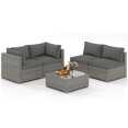 thumbnail image 1 of Gymax 5PCS Patio Sectional Sofa Couch PE Rattan Conversation Set Outdoor Gray, 1 of 6