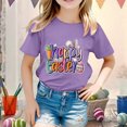 thumbnail image 2 of MIASHUI T-Shirt Amusant pour Enfants avec Lapin, Filles Garçons, Manches Courtes, Col Rond, Pâques, Violet, 10-11 Ans, 2 of 4