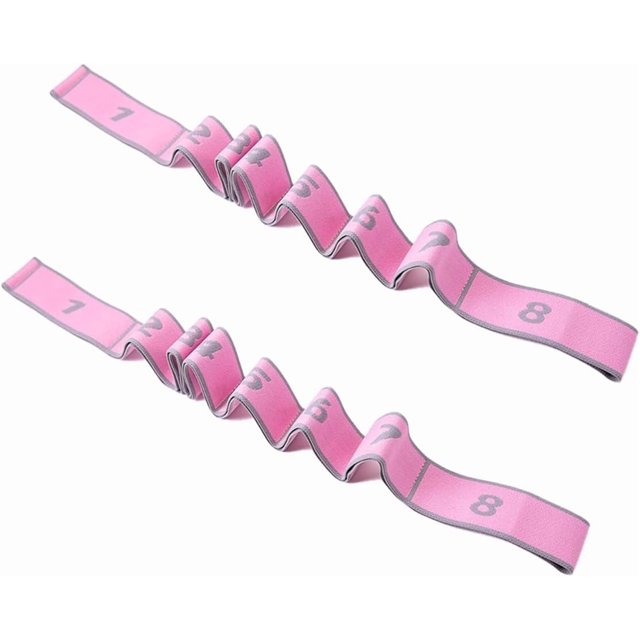 2 Pcs Sangle d'Étirement de Yoga Sangle Extensible Bande Extensible avec 8 Boucles pour l'Entraînement de Gymnastique Yoga Pilates