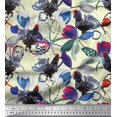 thumbnail image 1 of Soimoi Rayon Fabric Floral & Cock Watercolor Fabric Prints by Yard 56 Inch Wide, 1 of 3