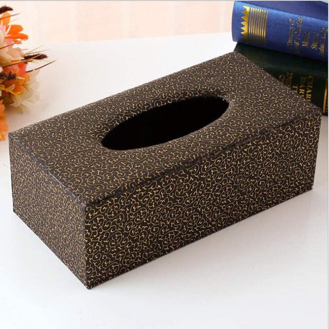 ORUYROP Leather Tissue Box Holder-Waterproof Rectangular Tissue Box Cover Vintage Napkin Paper Holder for Home,Office&Car Decor (Black Clouds)