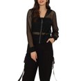 thumbnail image 1 of INSPIRE CHIC Ribbed Cuffs Jacket for Women Hoodie Mesh Bomber Jacket XL Black, 1 of 6