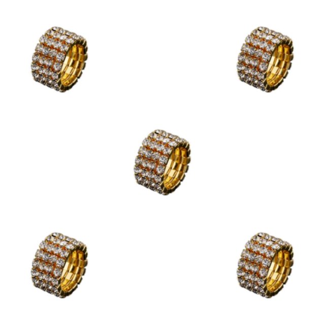 Thinsony Classy Inlaid Ring Sturdy Alloy With Dazzling Accents And Exquisite golden 4 rows 5Set